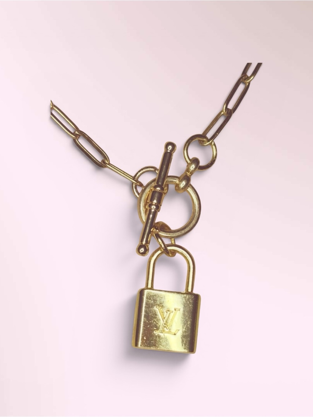 Authentic Gold Louis Vuitton Upcycled LV double-sided lock 🔒 charm necklace